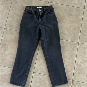 Abercrombie & Fitch Dark Gray Women's Curve Love Straight Leg Jeans